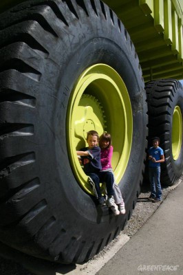 The Keystone pipeline would connect the tar sands of Canada with the Gulf. Coal truck used in operations.