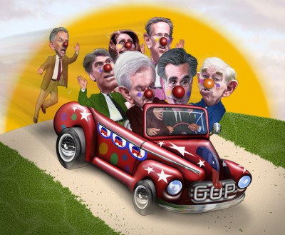 Conservative clown car, DonkeyHotey