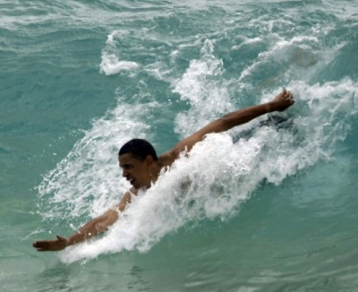 Obama body surfing election-year
