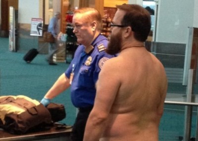 man naked at airport