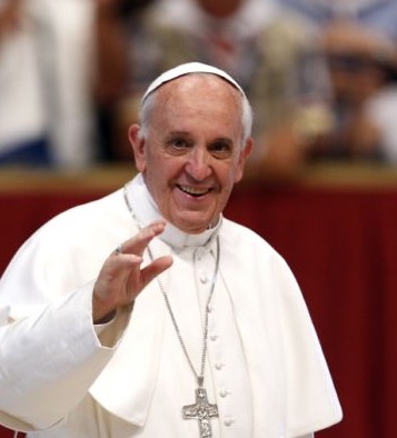 Pope Francis waves to faithful as he arrives at the end of a Mass celebrated by Brescia's Bishop Luciano Monari, not pictured, in St. Peter's Basilica at the Vatican, Saturday, June 22, 2013. (AP Photo/Riccardo De Luca)