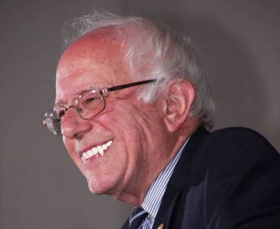 Bernie Sanders with fangs