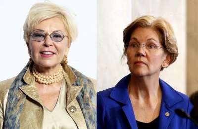 Comedian Roseanne Barr and Senator Elizabeth Warren.