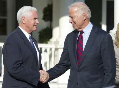 Vice President Joe Biden with Vice President-elect Mike Pence