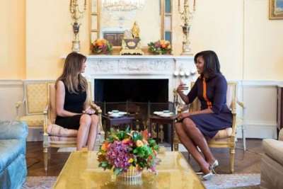 First Lady Melania Trump and former First Lady Michelle Obama