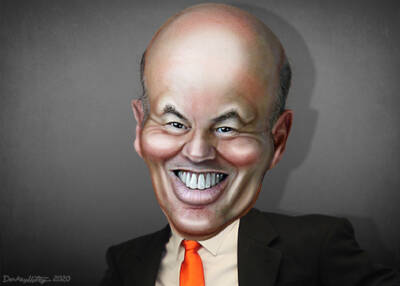 Louis DeJoy caricature by DonkeyHotey