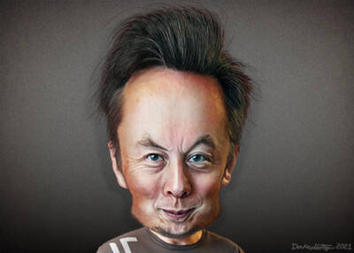Paul Pelosi. Elon Musk caricature by DonkeyHotey