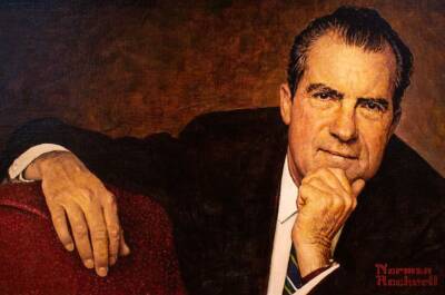 37th President Richard Nixon painting by Norman Rockwell