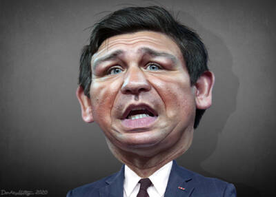 Governor Ron DeSantis, caricature by DonkeyHotey, flickr.com