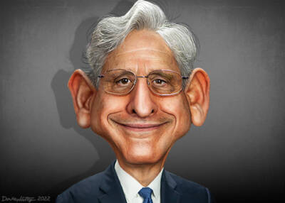 Merrick Garland questioned by House Judiciary Committee. Caricature by DonkeyHotey.