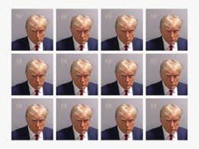 Trump mug shot stamp